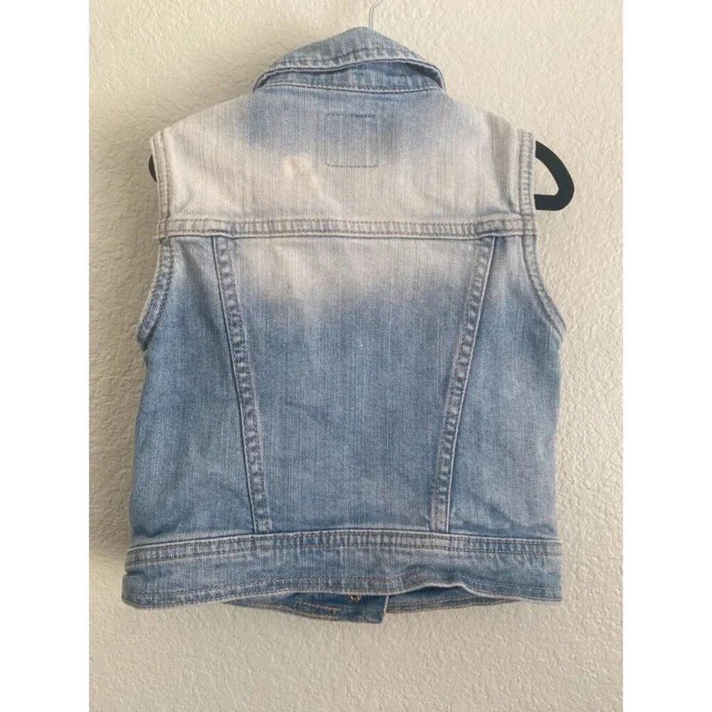 Gap Kids Distressed Blue Jean Denim Vest Indie Y2K 4/5 XS